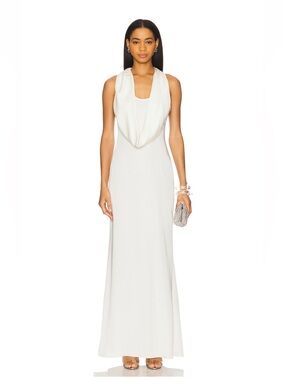 LaPointe Satin Cowl Neck Gown 
Ivory Size 4 NWT